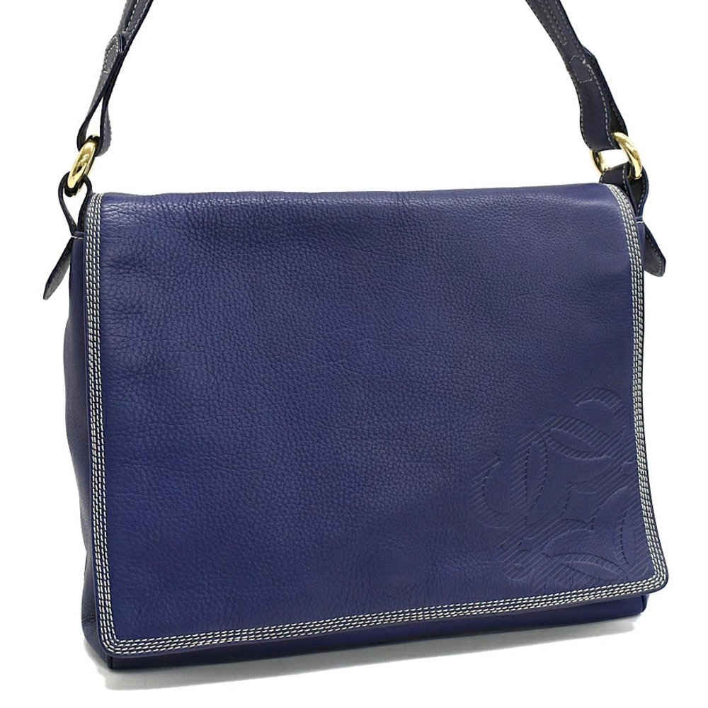 Loewe Shoulder Bag Anagram Leather Navy Blue